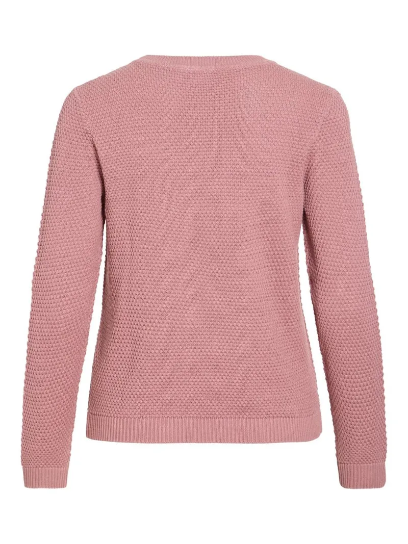Vila Pullover Rundhals Langarm Strick Top Nostalgia Rose