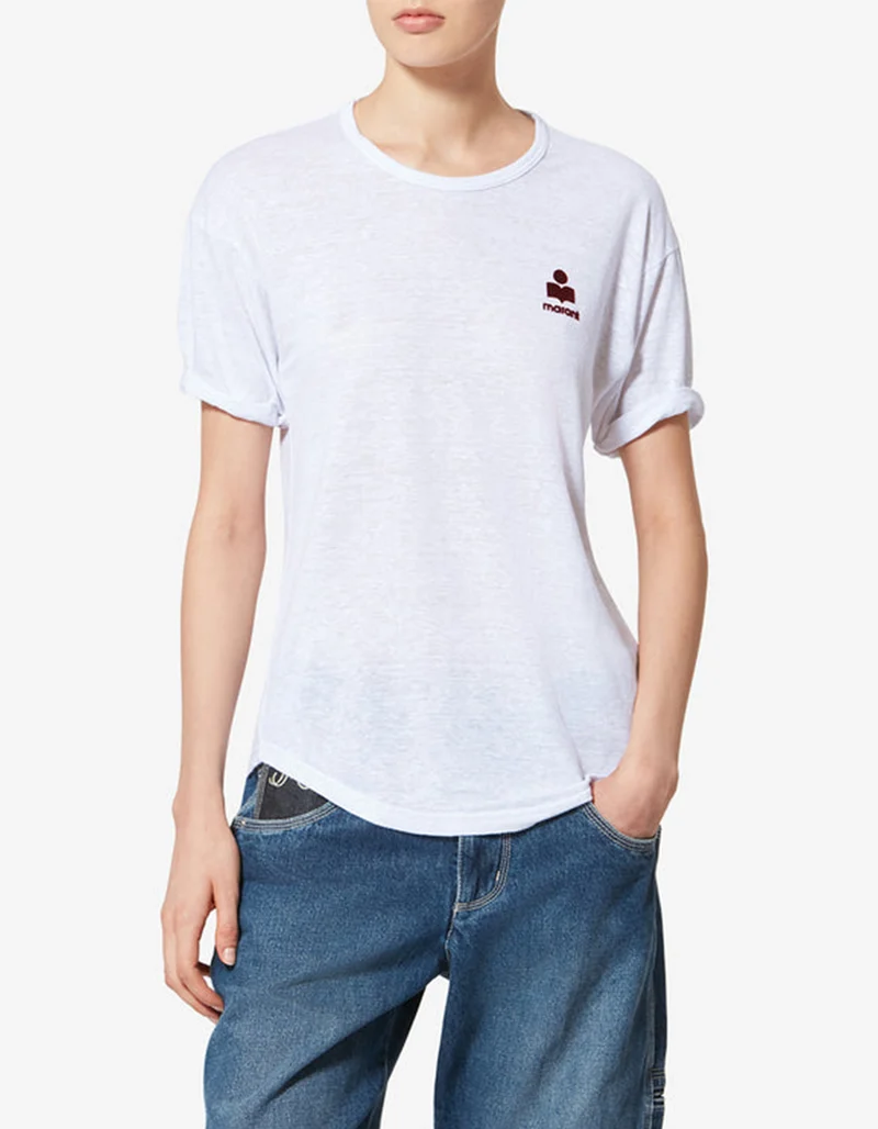 Leinen T-Shirt Koldia mit Logo-Flockprint
