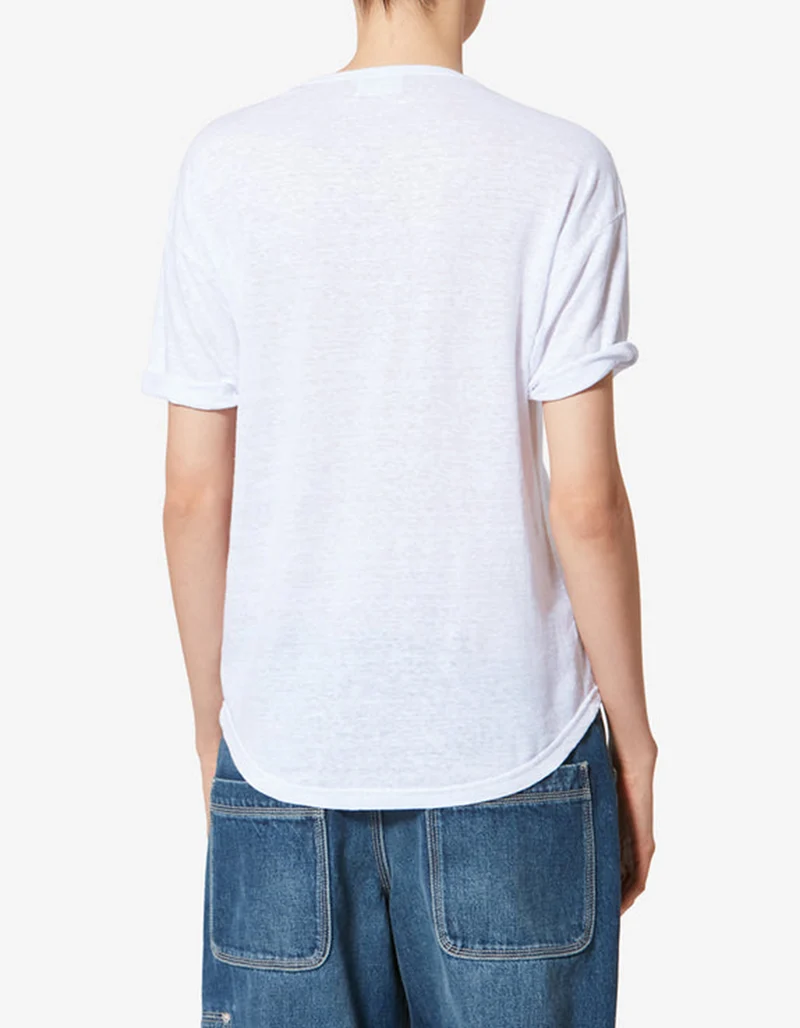 Leinen T-Shirt Koldia mit Logo-Flockprint