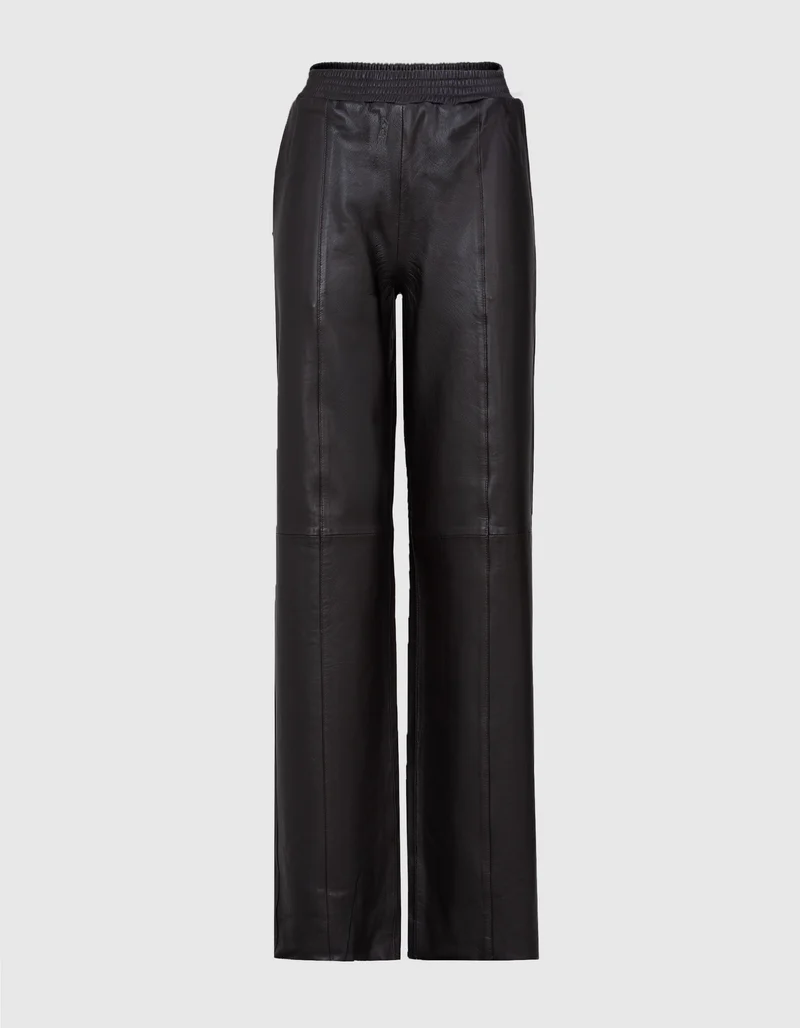 Barrel-Leg Lammleder-Hose Lucca mit elastischem Bund