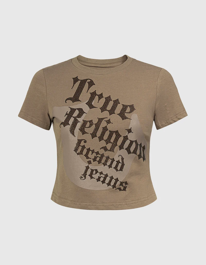 Cropped-T-Shirt Classic Baby mit Strass-Verzierung