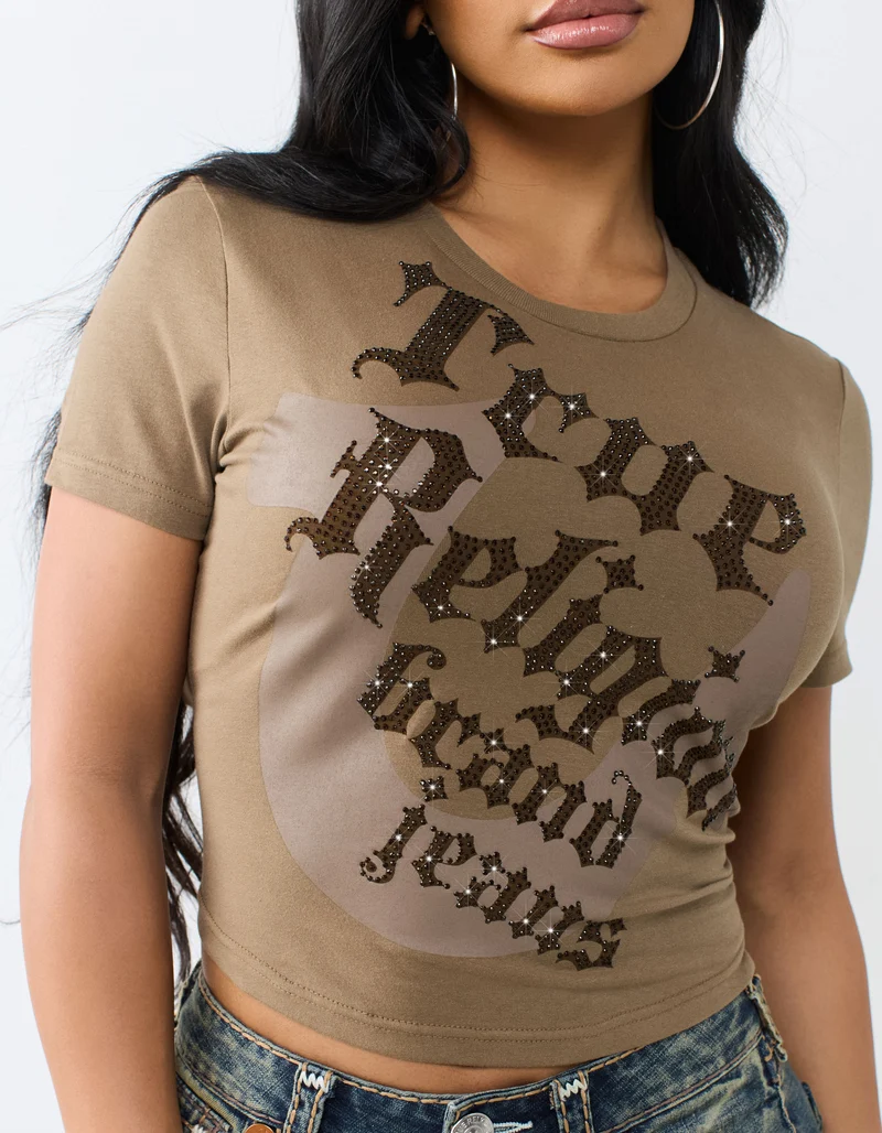 Cropped-T-Shirt Classic Baby mit Strass-Verzierung