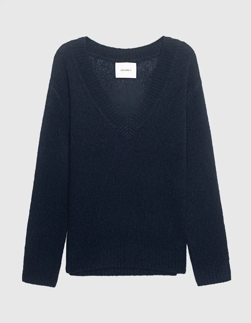 Kaschmir-Seide Pullover Leona mit V-Ausschnitt