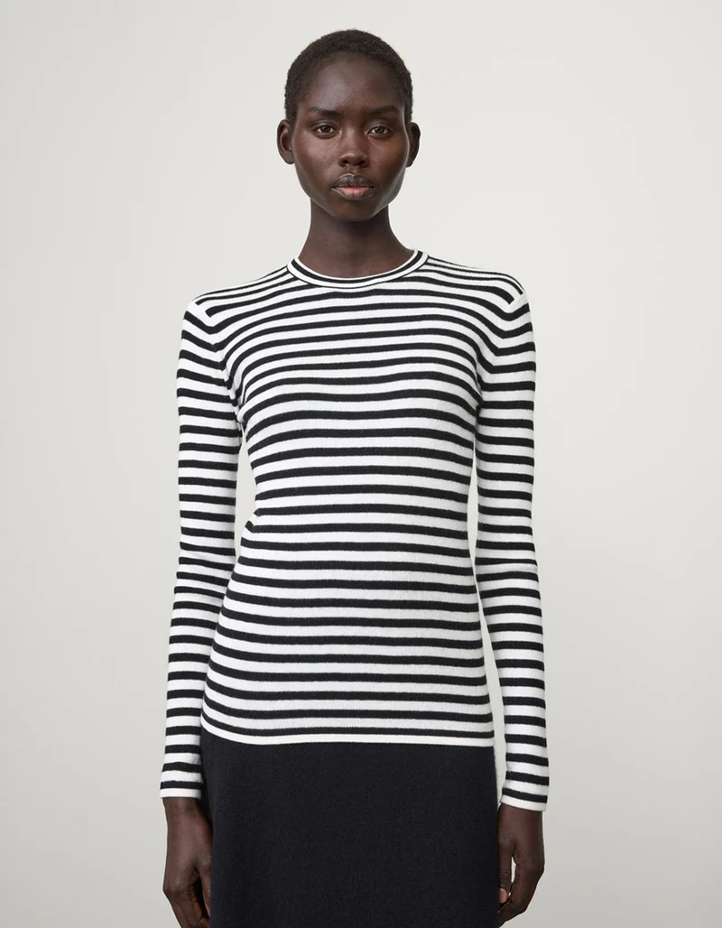 Gestreifter Feinstrick-Pullover Vivian mit Kaschmir-Anteil