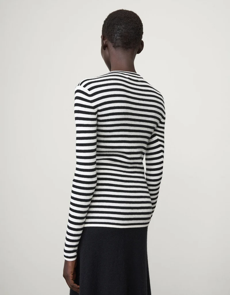 Gestreifter Feinstrick-Pullover Vivian mit Kaschmir-Anteil