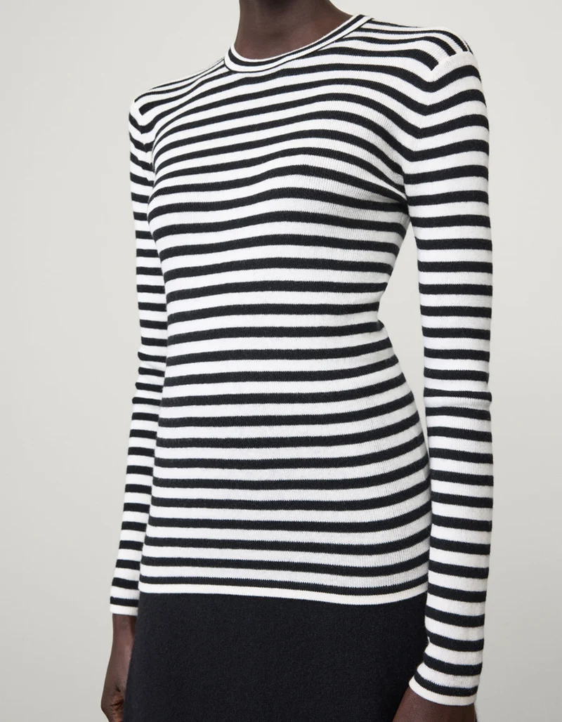 Gestreifter Feinstrick-Pullover Vivian mit Kaschmir-Anteil