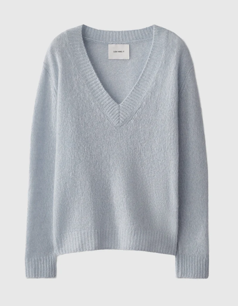 Kaschmir-Seide Pullover Leona mit V-Ausschnitt