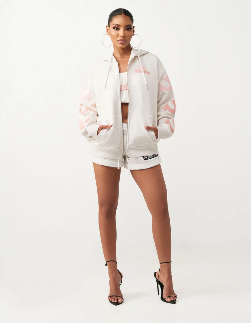 Bedruckter Oversize Zipper Hoodie