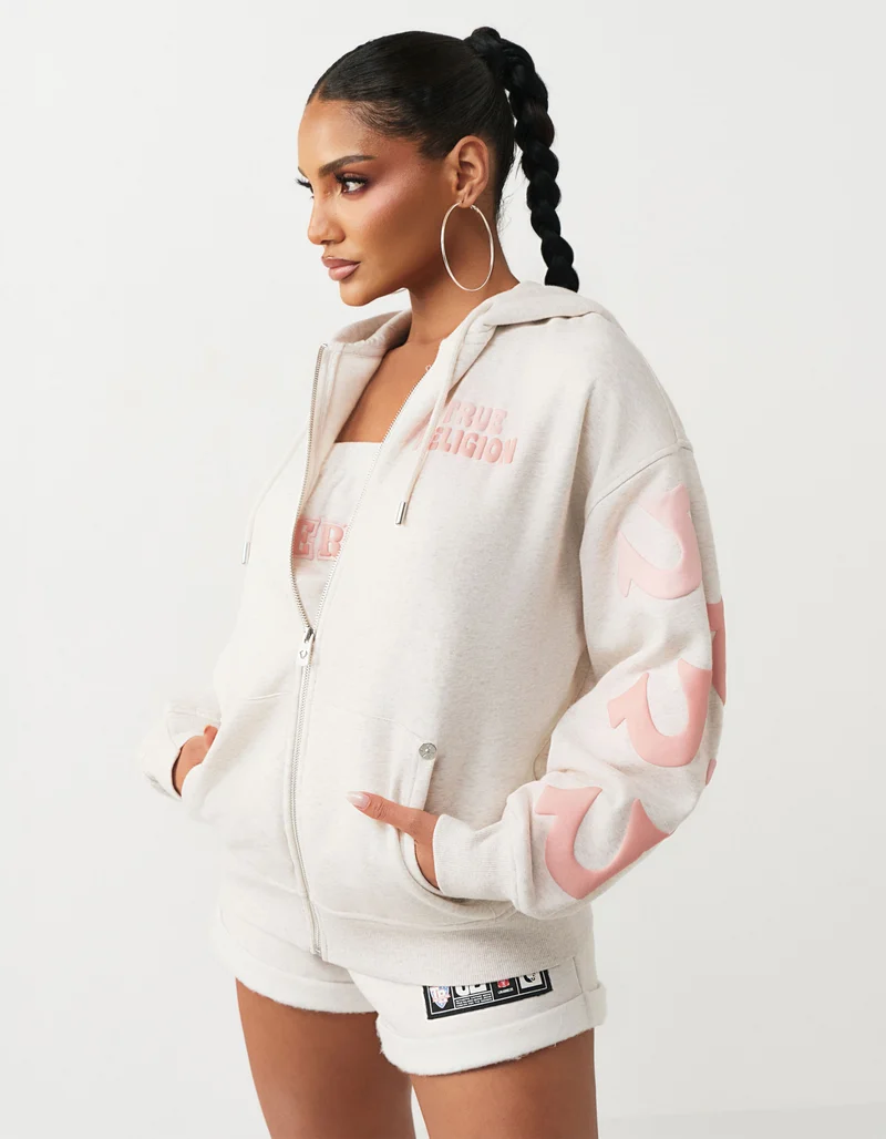 Bedruckter Oversize Zipper Hoodie