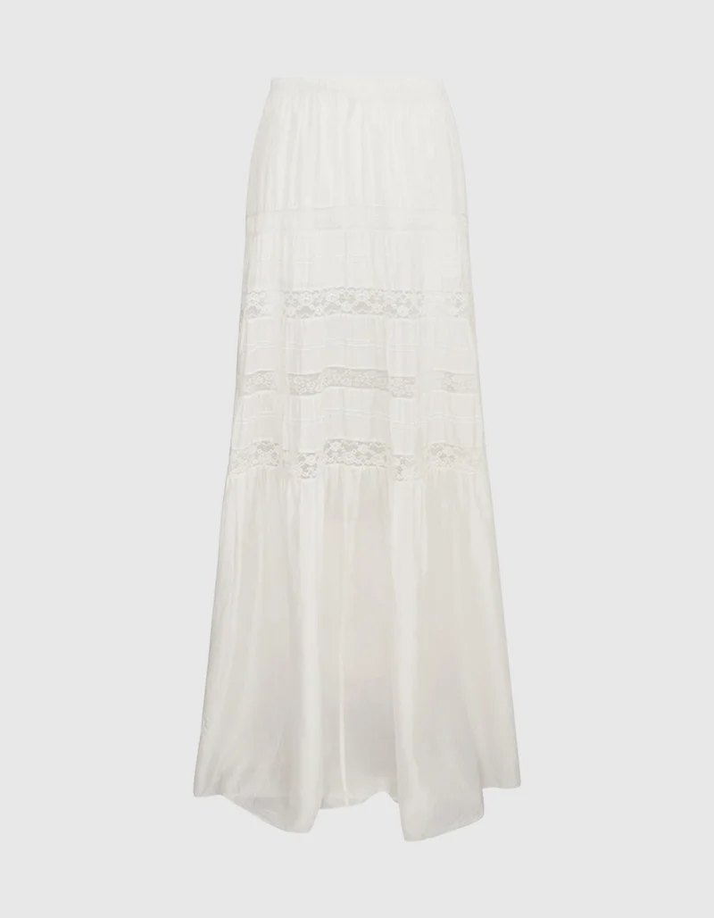 Maxi Seiden-Rock Nivine mit Spitzendetails