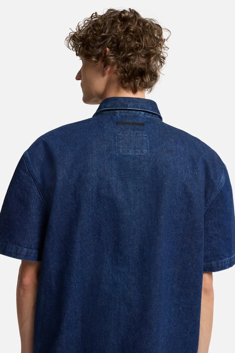 Utility Denim Camp Shirt in Carpenter Blue