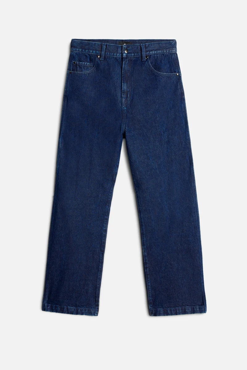 Utility Denim Wide Leg Pant in Carpenter Blue