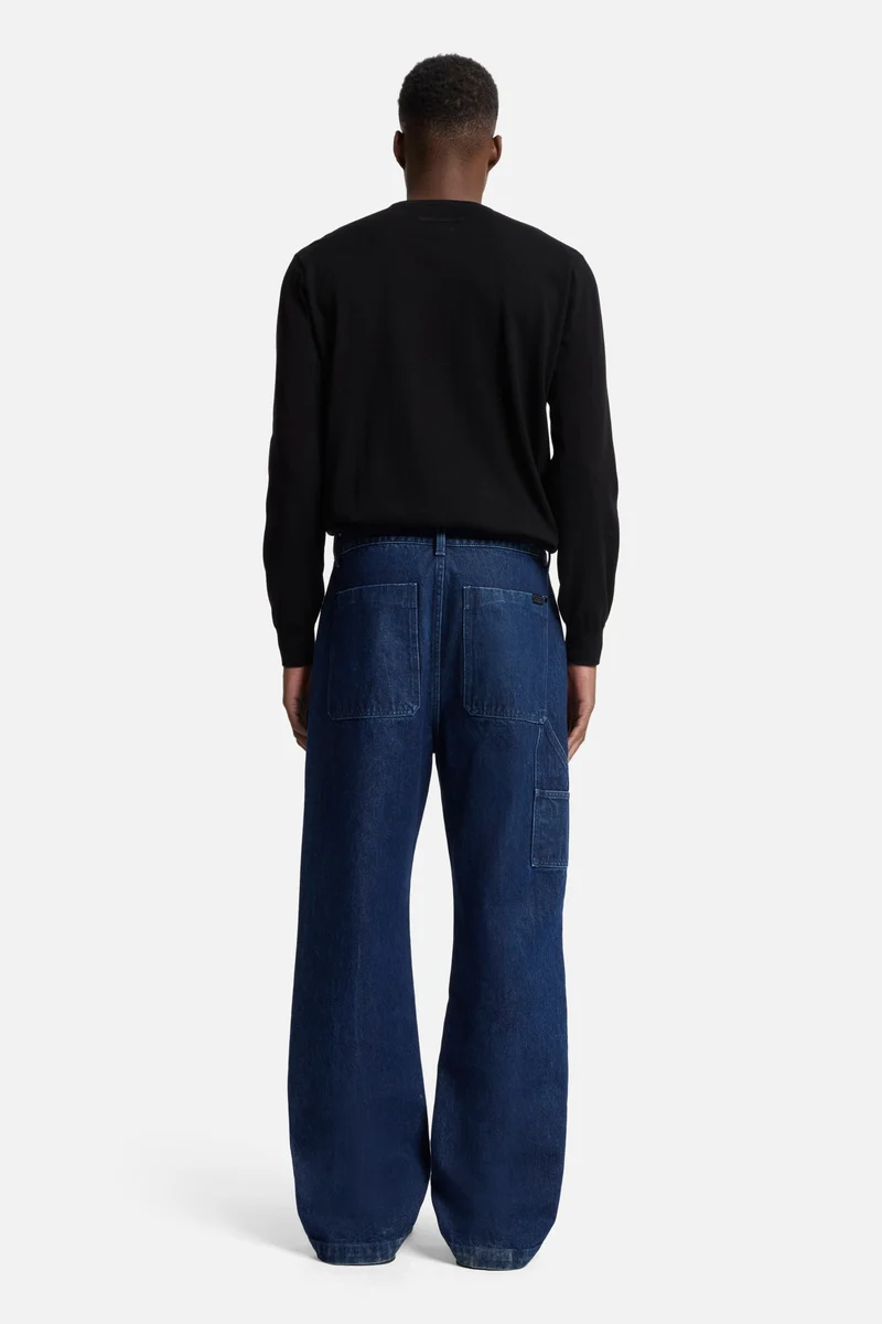 Utility Denim Wide Leg Pant in Carpenter Blue