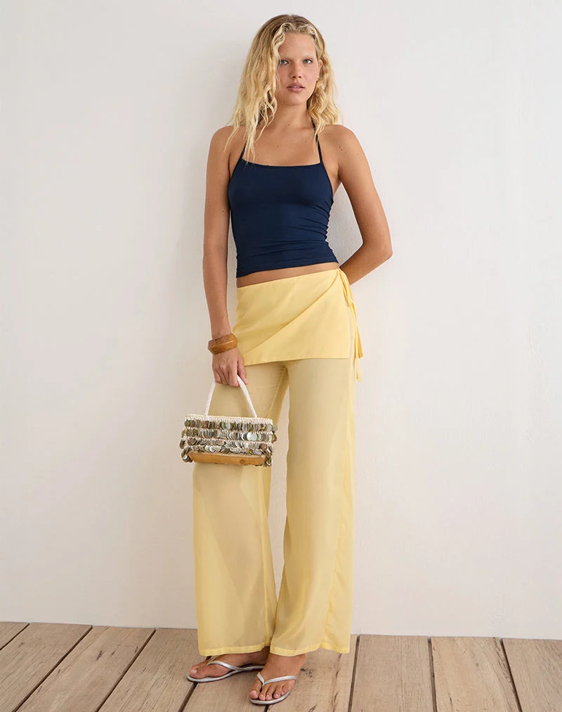 Hose „Eluna“ aus Chiffon in Pastellgelb