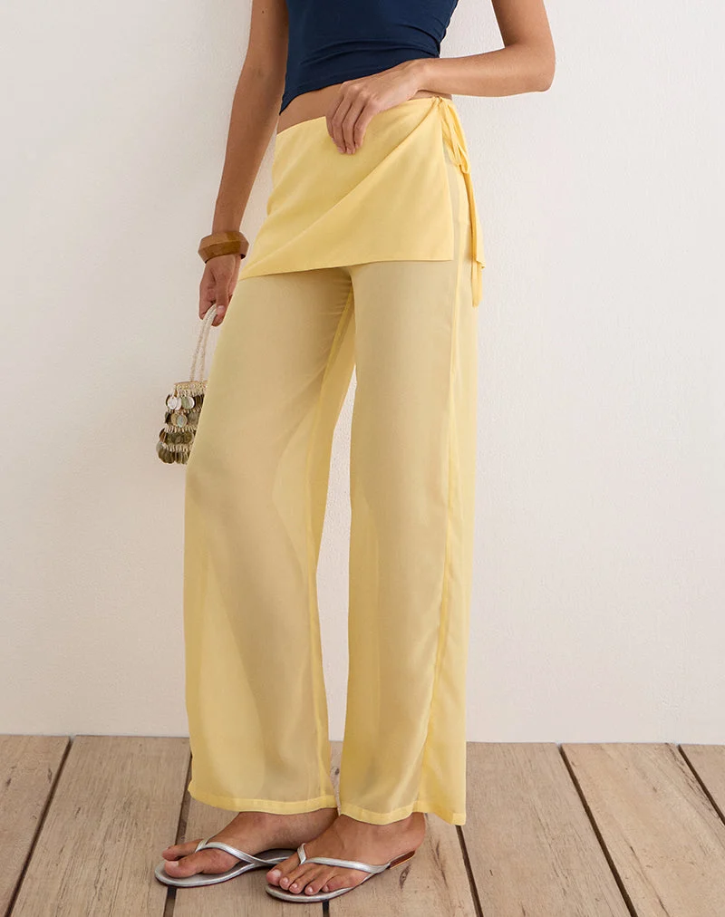 Hose „Eluna“ aus Chiffon in Pastellgelb