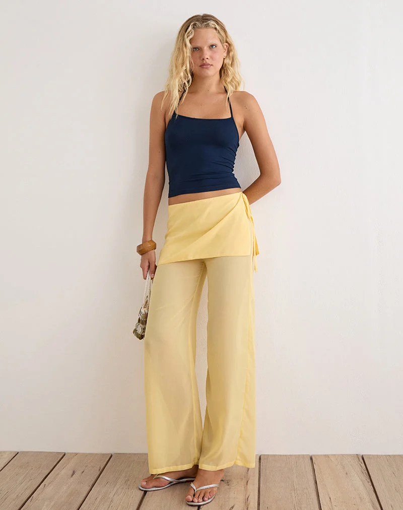 Hose „Eluna“ aus Chiffon in Pastellgelb