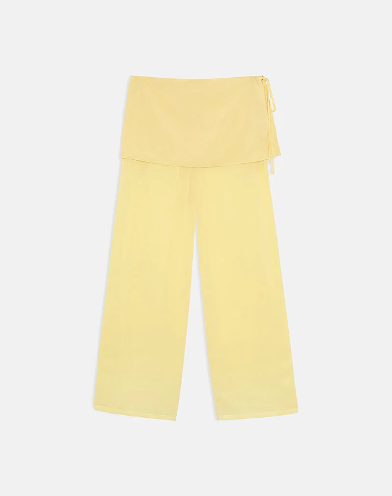 Hose „Eluna“ aus Chiffon in Pastellgelb