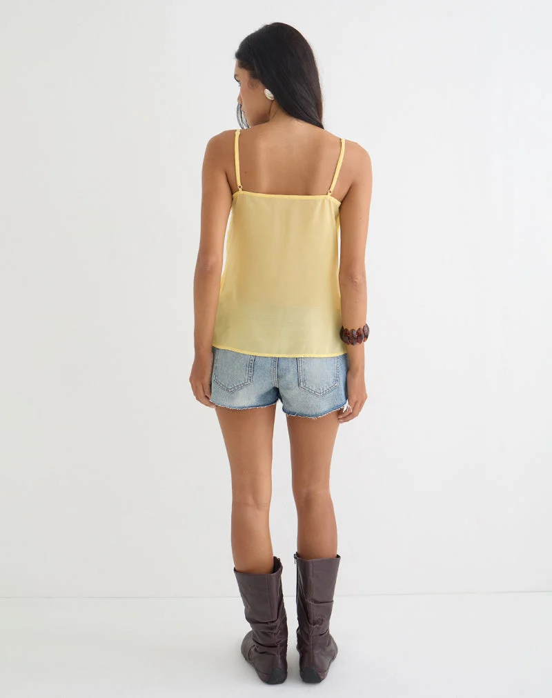 Sena-Top aus Chiffon in Pastellgelb