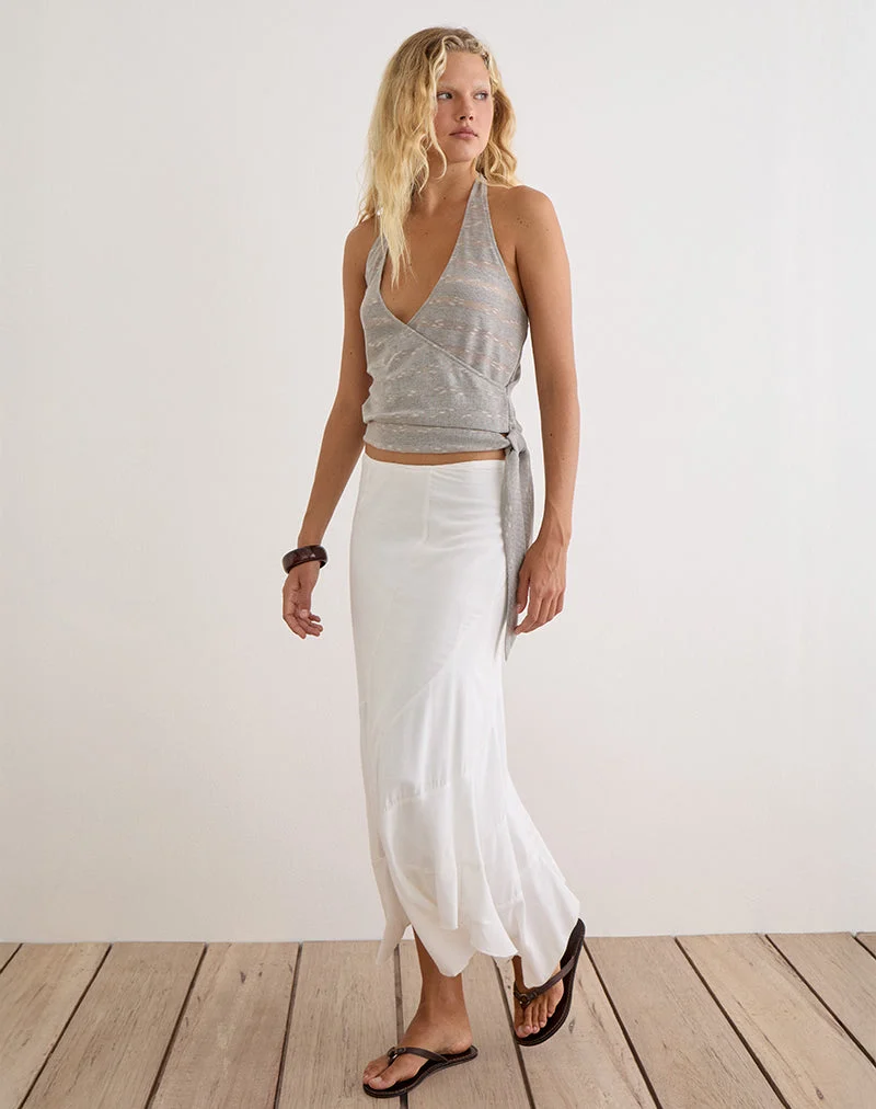 Sayena-Top aus transparentem Strick, hellgrau