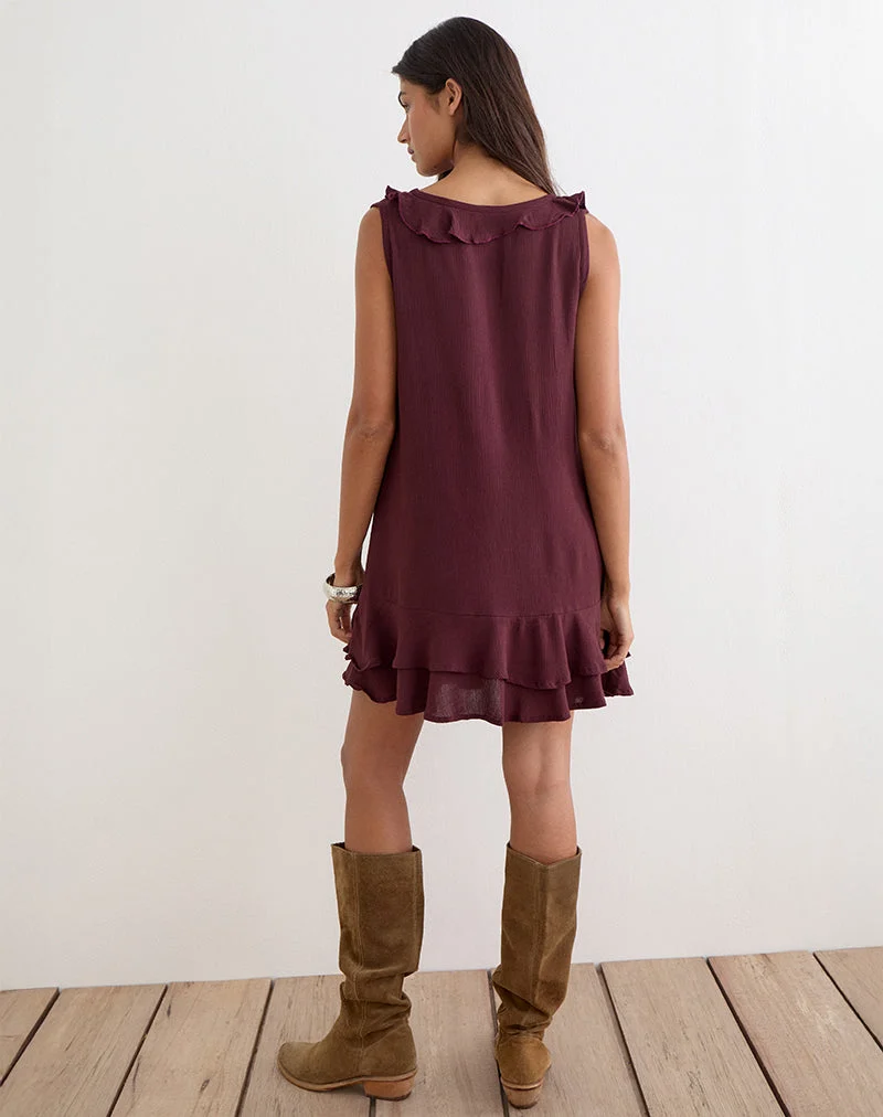 Swade Plunge-Minikleid in Crinkle Plum