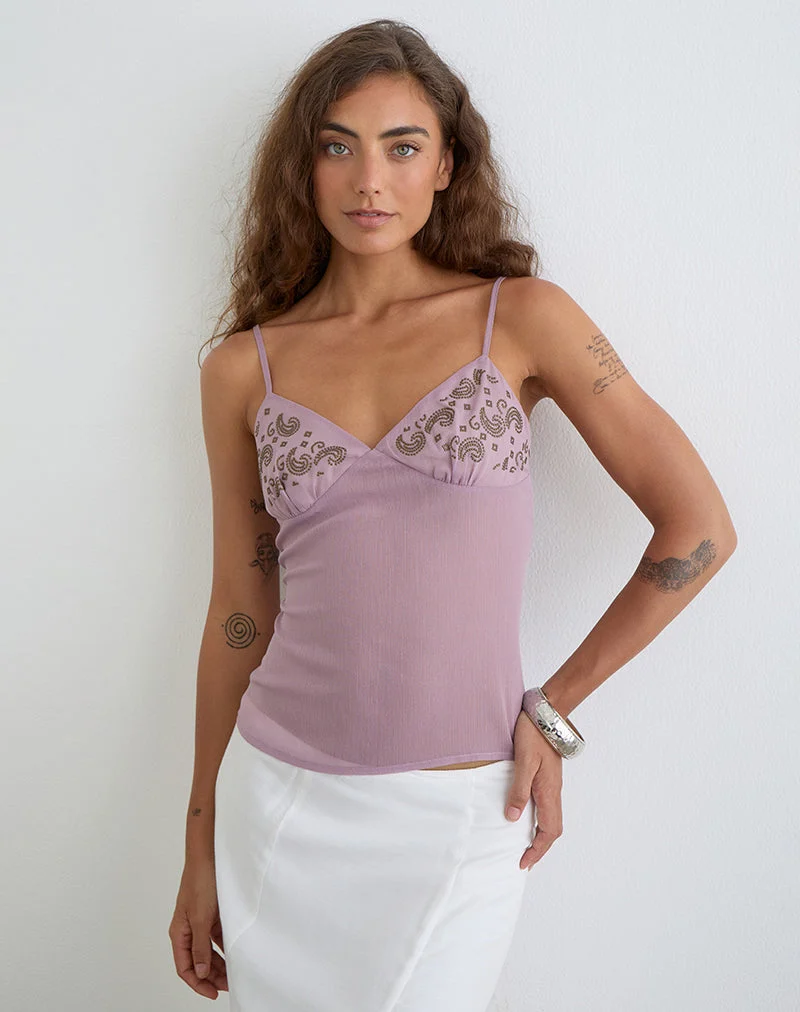 Nisara Cami-Top in Dusty Mauve mit Coma-Nieten