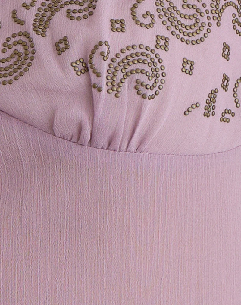 Nisara Cami-Top in Dusty Mauve mit Coma-Nieten