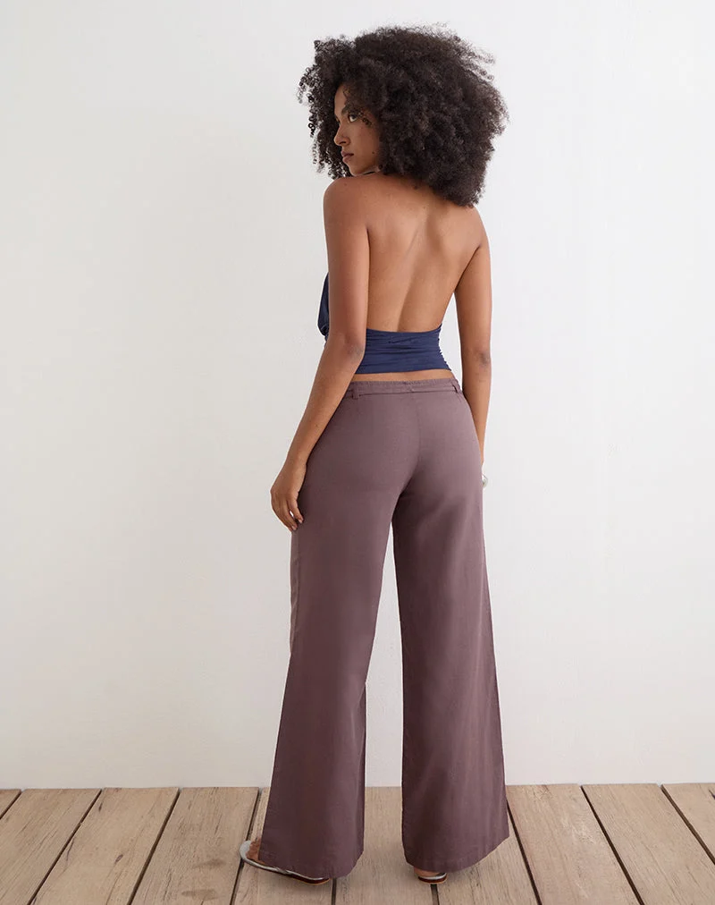 Cisaw-Hose aus Leinen in tiefem Taupe-Braun