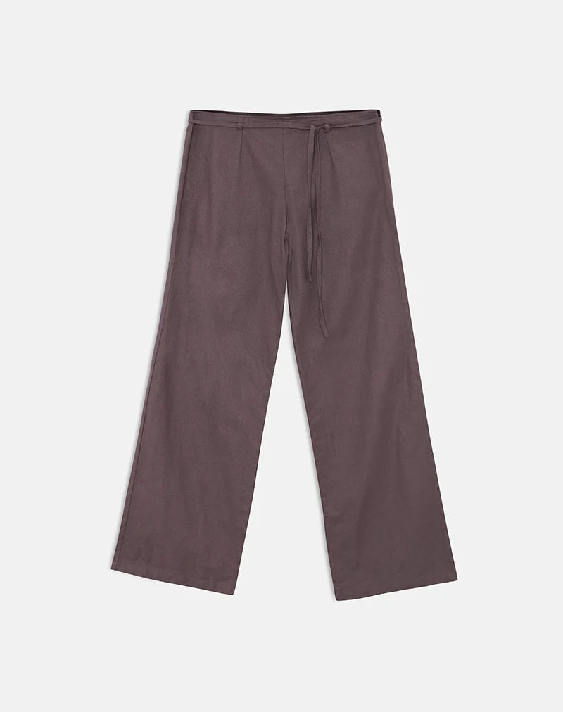Cisaw-Hose aus Leinen in tiefem Taupe-Braun