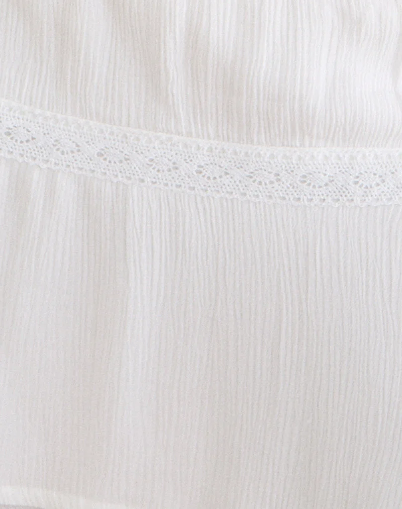 Ira Asymmetrischer Minirock in Crinkle-Optik, Off-White