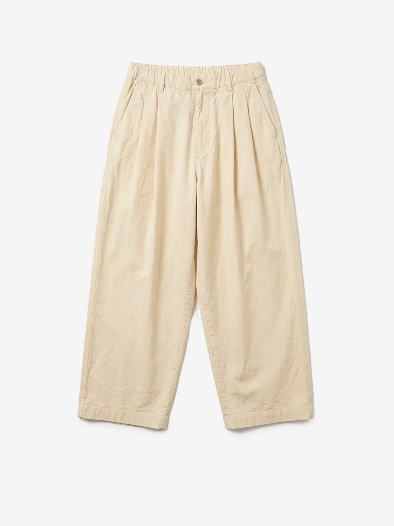 Pantaloni beige a gamba larga 'British Worker' in misto lino