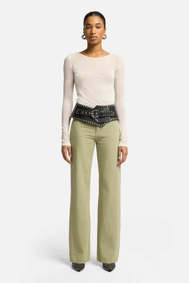 Linen Blend Tess Trouser in Palm