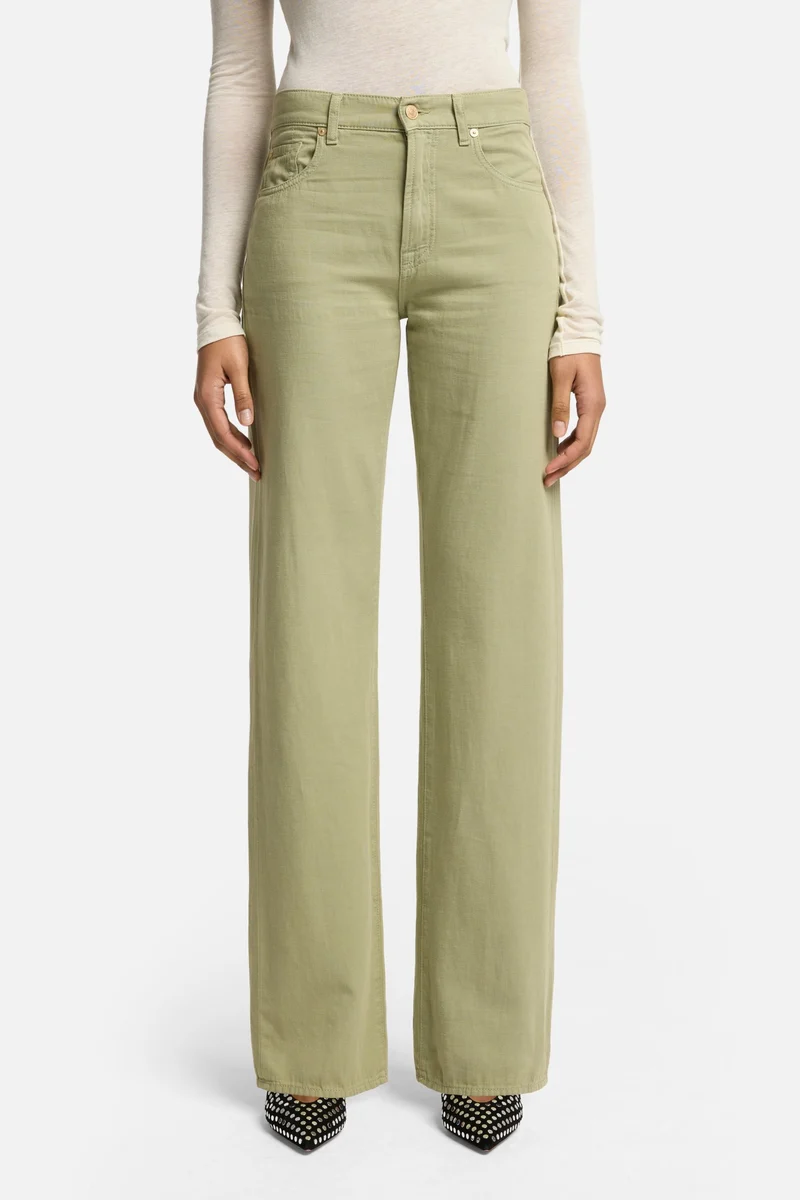 Linen Blend Tess Trouser in Palm