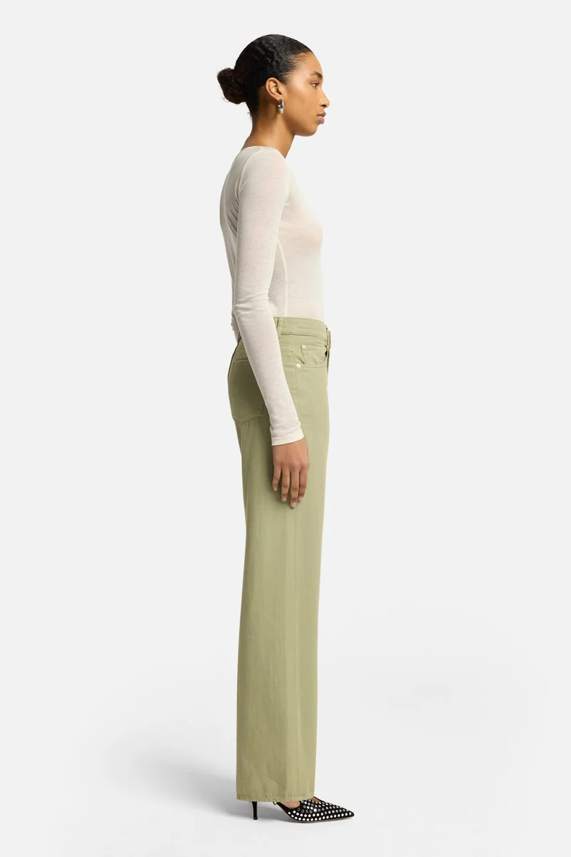 Linen Blend Tess Trouser in Palm