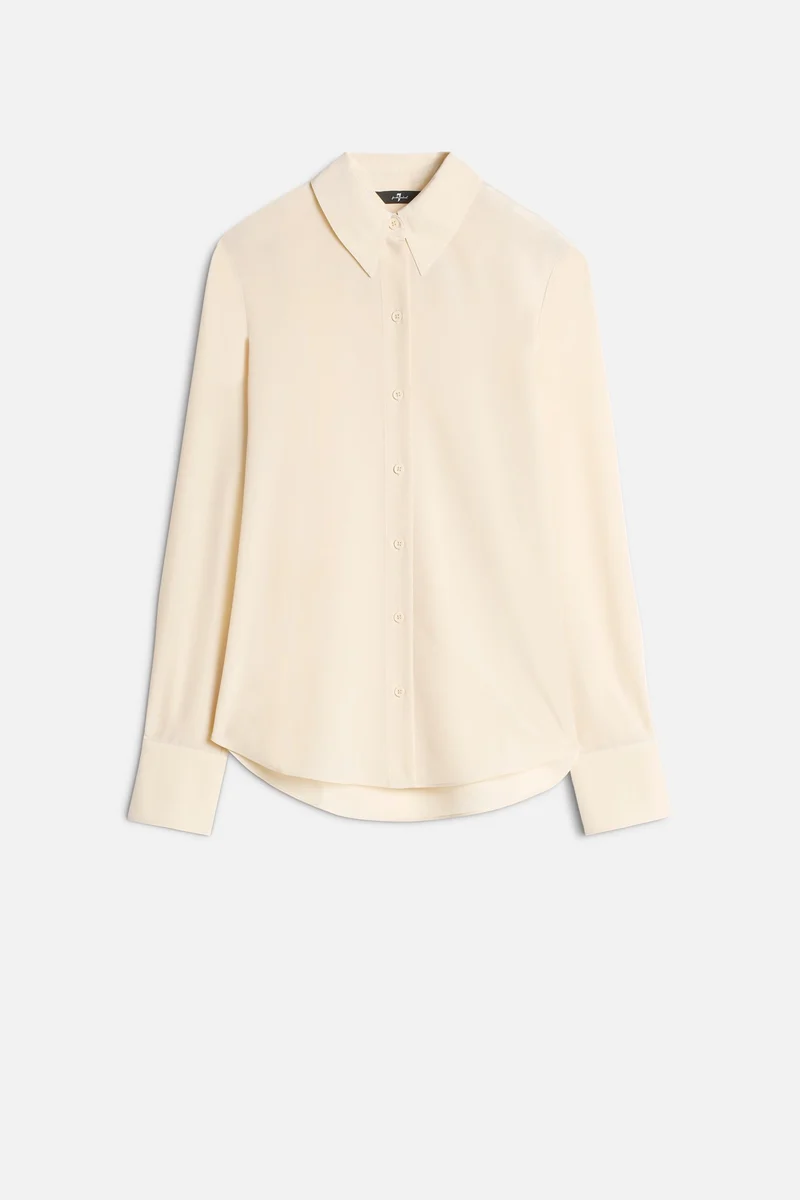 Long Sleeve Silk Blouse in Sand