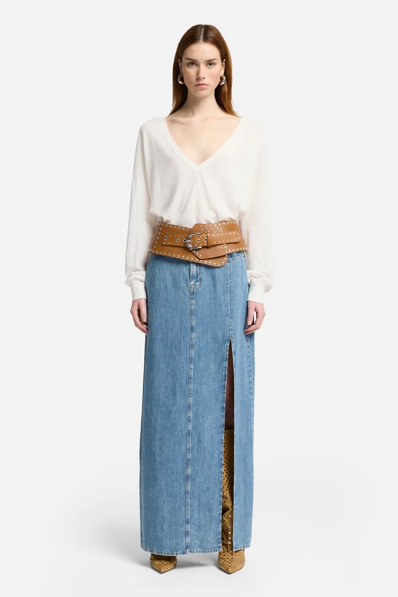Indigo Linen Maxi Skirt in Arizona