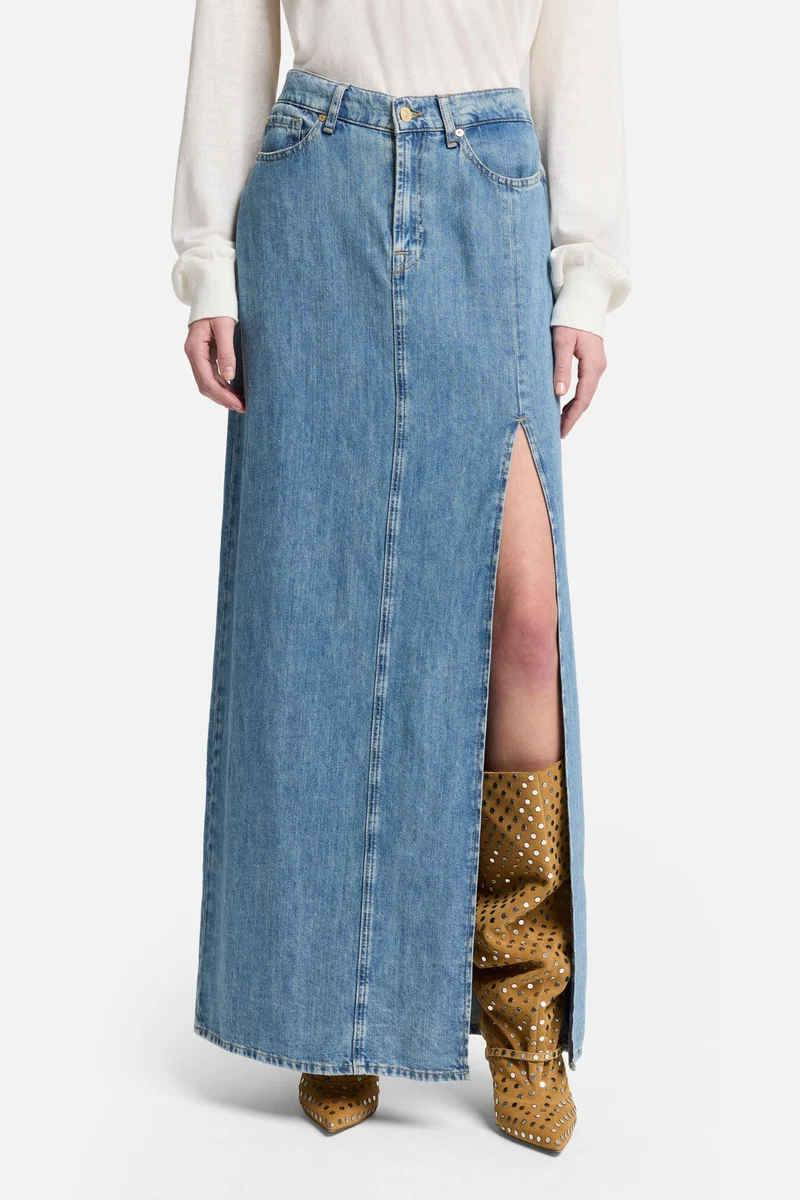 Indigo Linen Maxi Skirt in Arizona