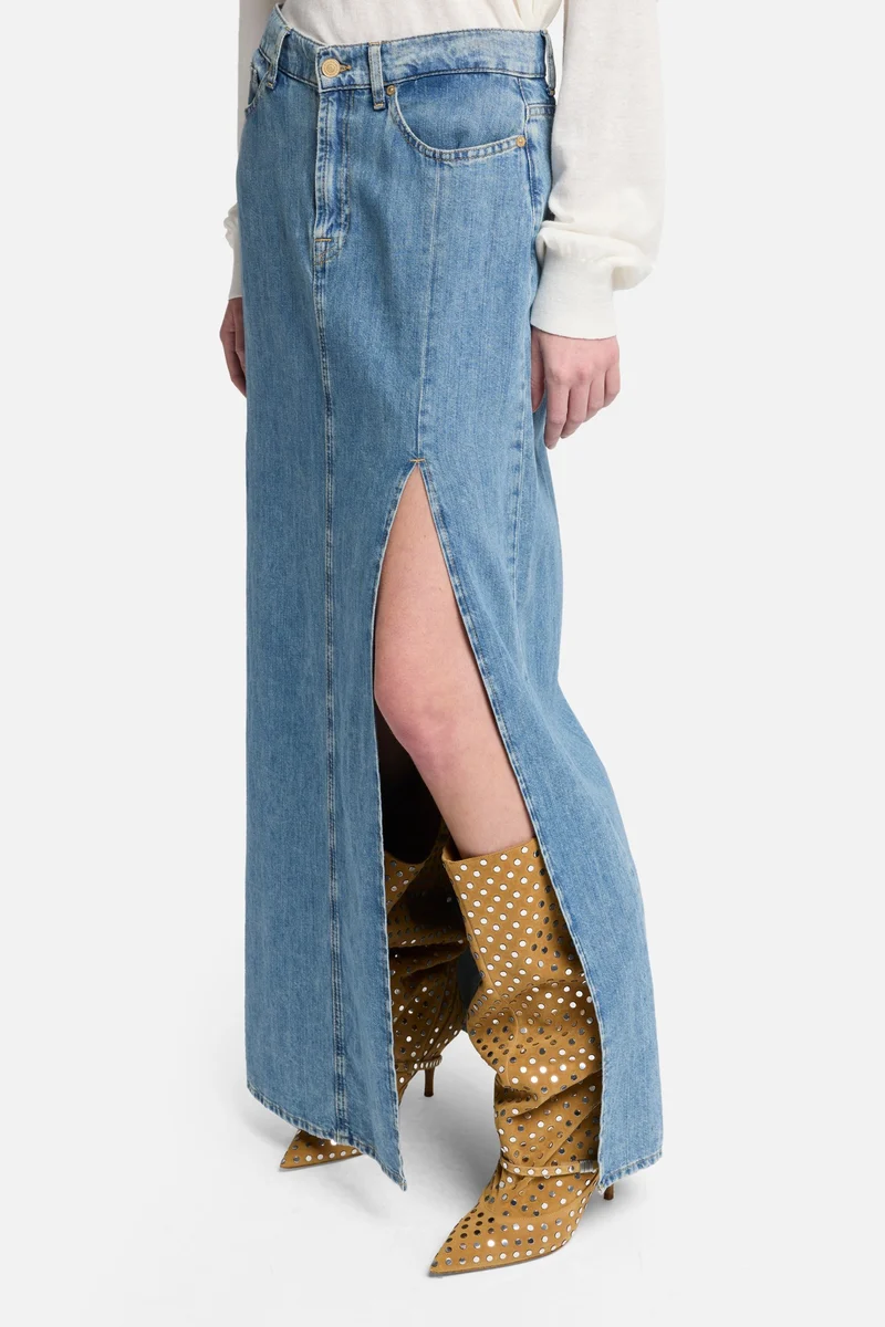 Indigo Linen Maxi Skirt in Arizona