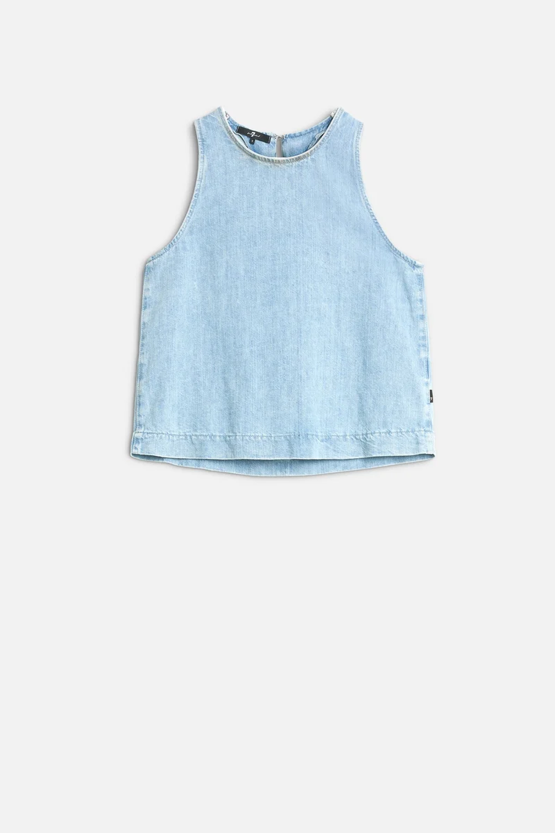 Indigo Linen Sleeveless Top in Kansas