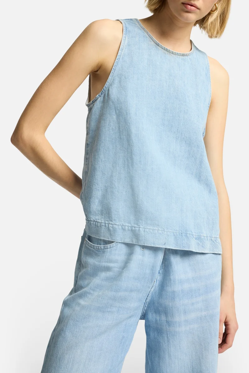 Indigo Linen Sleeveless Top in Kansas