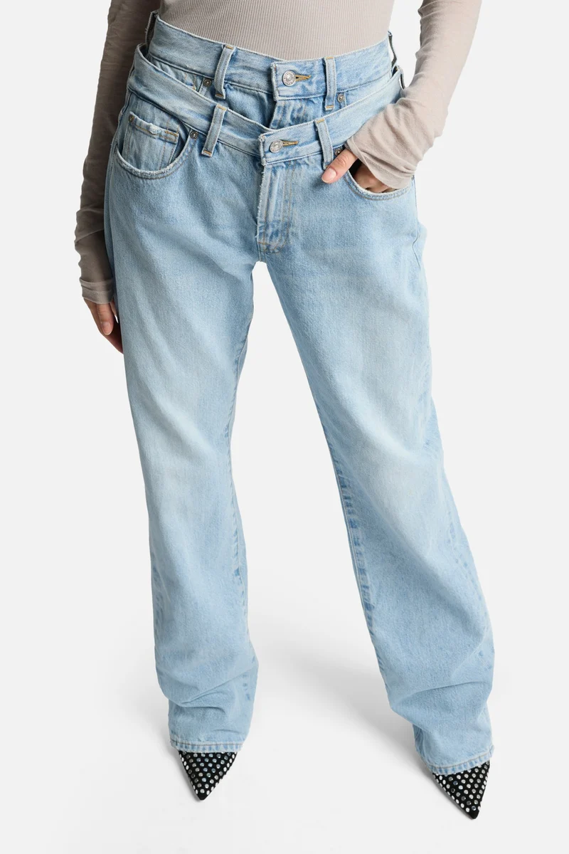 Double Waist Trouser in Bleach