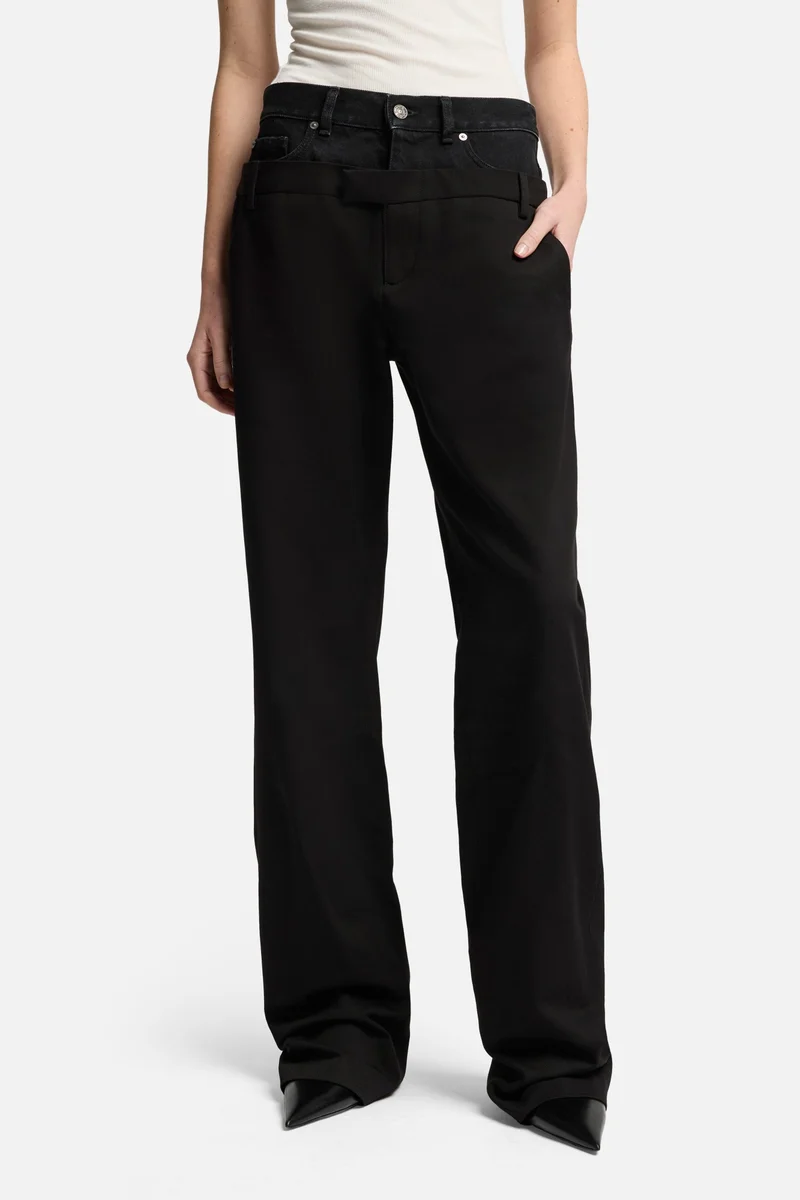 Double Waist Trouser in Black