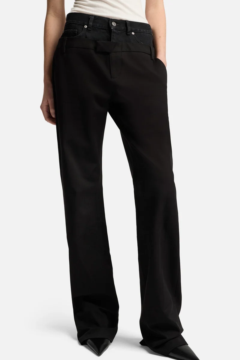 Double Waist Trouser in Black