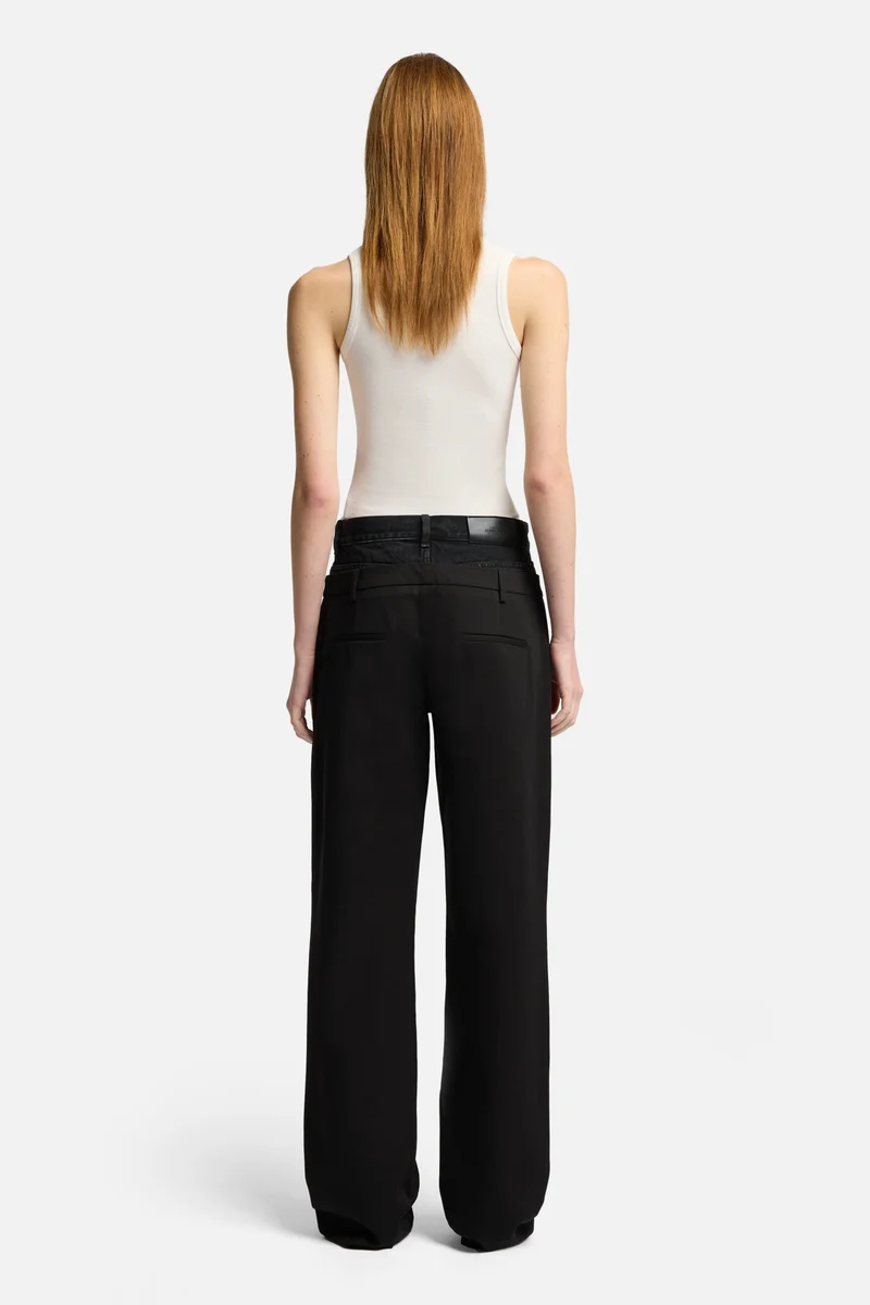 Double Waist Trouser in Black
