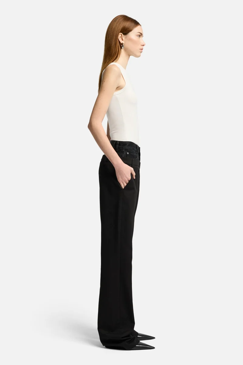 Double Waist Trouser in Black