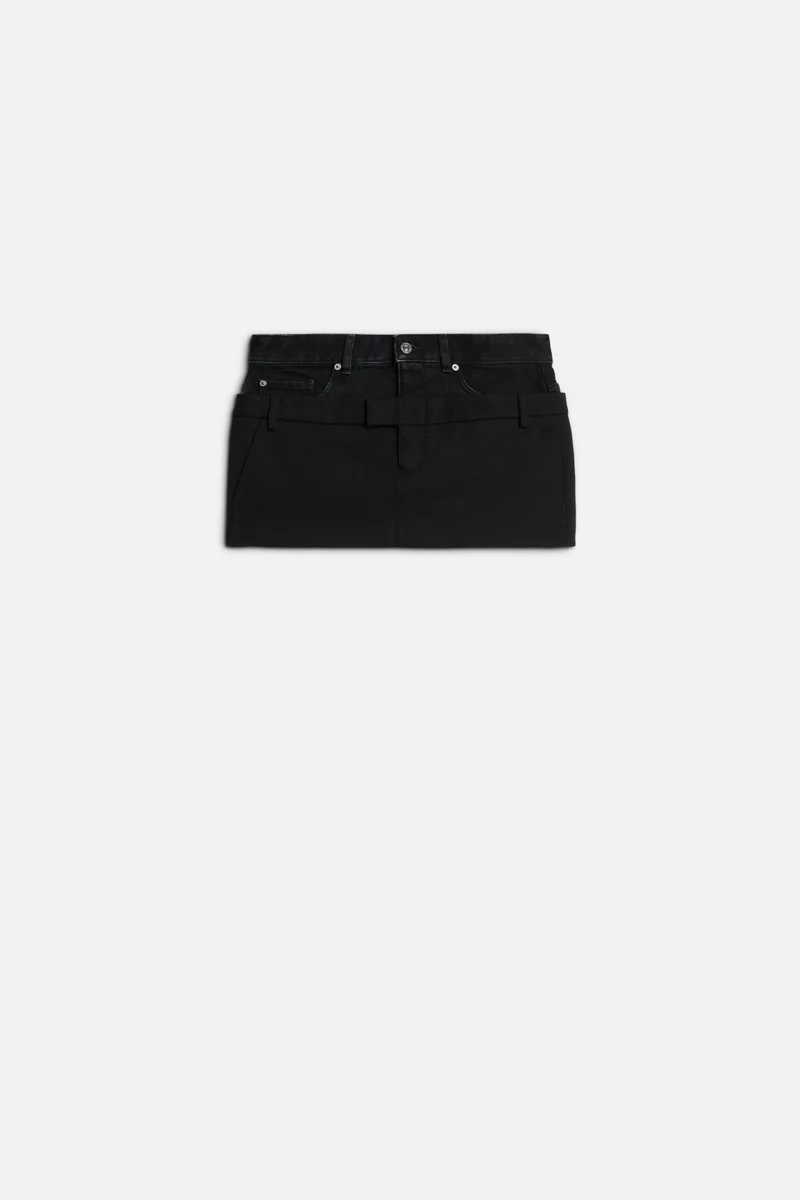 Double Waist Skirt in Black