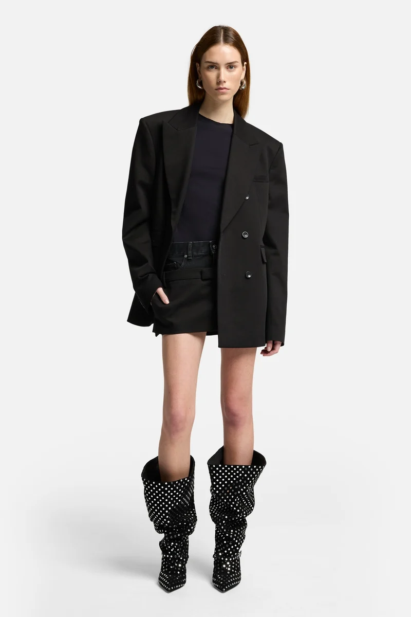 Double Waist Skirt in Black