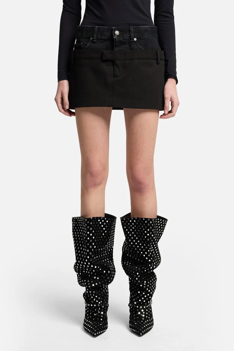 Double Waist Skirt in Black