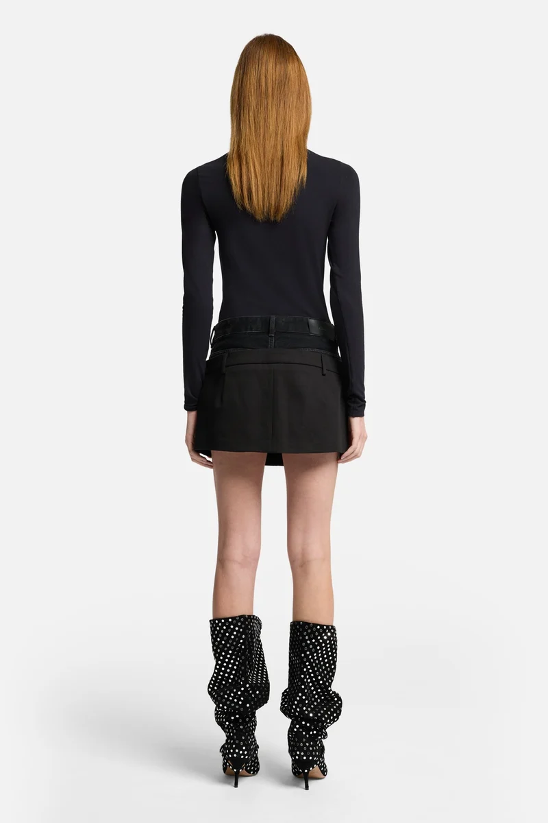 Double Waist Skirt in Black