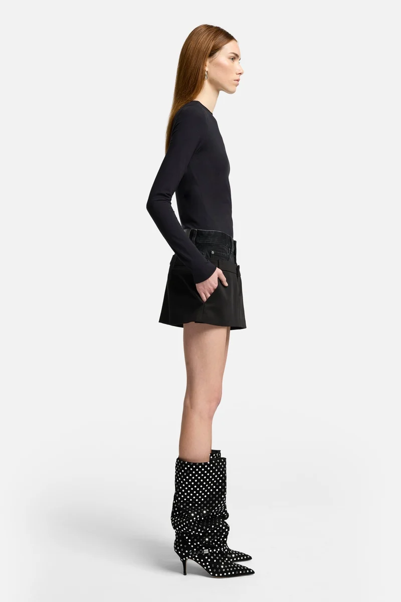 Double Waist Skirt in Black