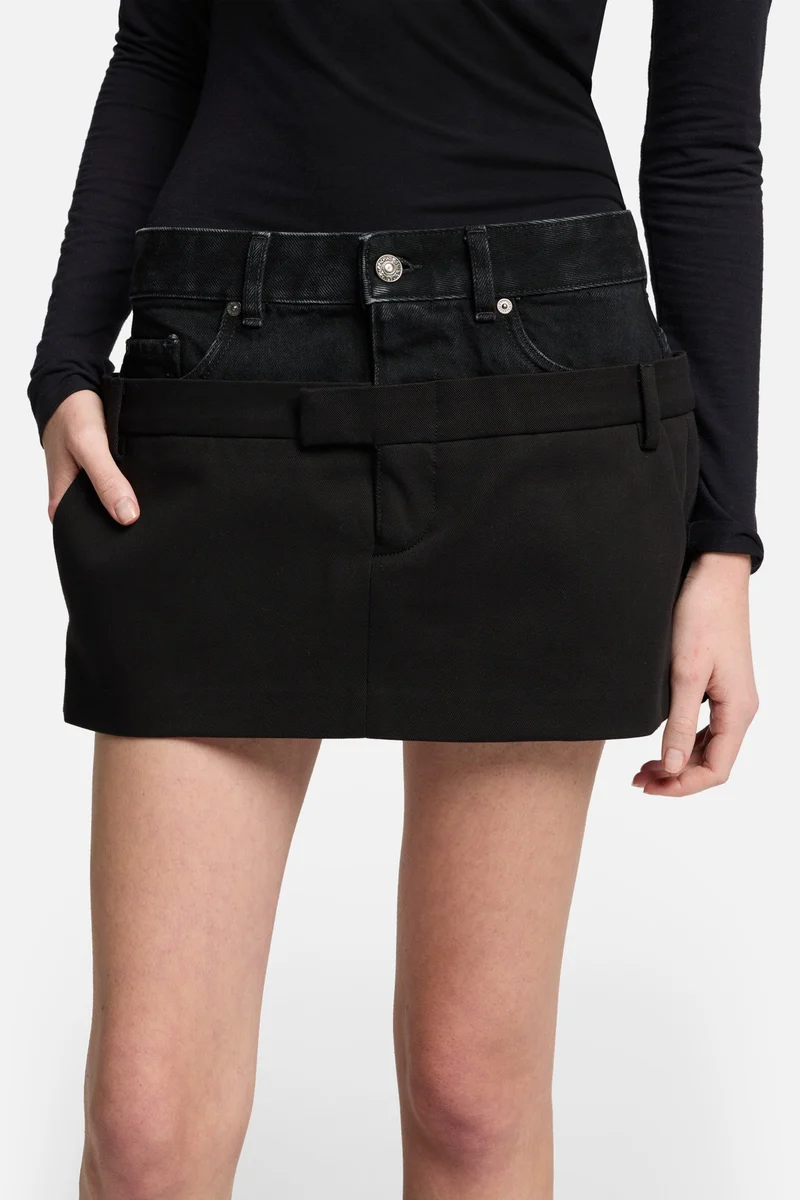 Double Waist Skirt in Black